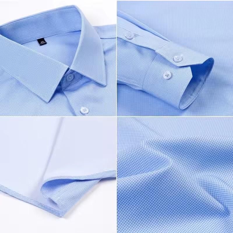 New Anti-Wrinkle Mens Plaid Stripe Shirts Autumn Spring Long Sleeve Thin Non-ironing Smooth Business Daily Social Man Clothing