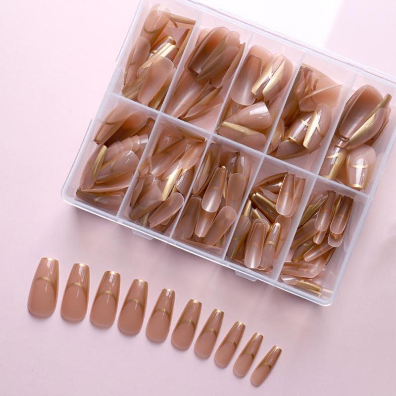 120/240/360 st/låda Glansiga Mjuka Gel Rosa Franska Manikyrspetsar Medium Mandel Vita Enkla Press-On Naglar Stor Kapacitet Låtsasnaglar
