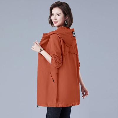 Single Layer Windbreaker Women's Long Thin Jacket Spring and Autumn Korean Loose Baseball Jacket Hooded Top