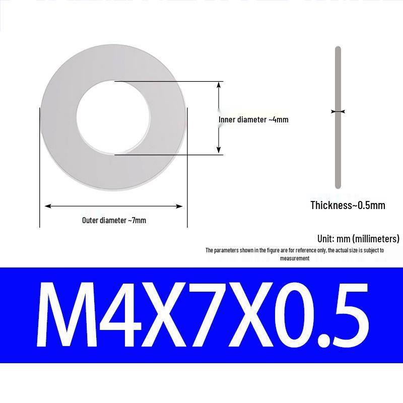 304 Stainless Steel Ultra-Thin Flat Washer, Thickness: 0.1/0.2/0.3/0.4/0.5 Mm, Sizes M1-M8