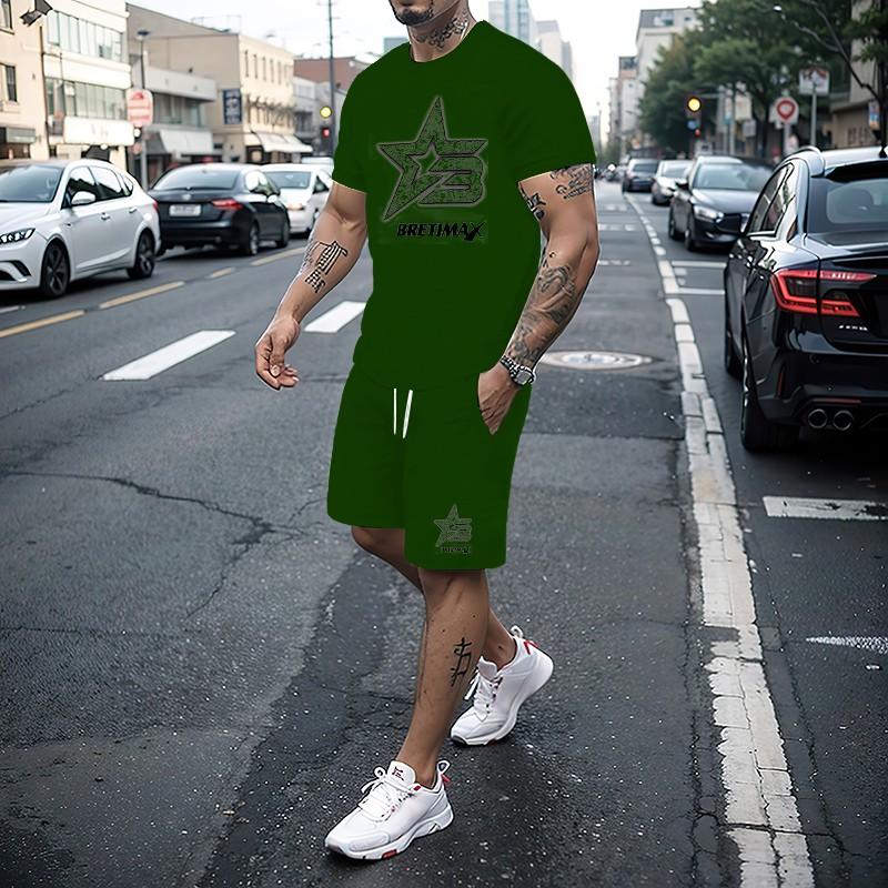 Heiß verkaufendes Sommer-Neu-T-Shirt+Shorts 2-teiliges Set für Herren Casual Fitness Jogging Sportbekleidung Hip-Hop Atmungsaktiv Kurzärmelig