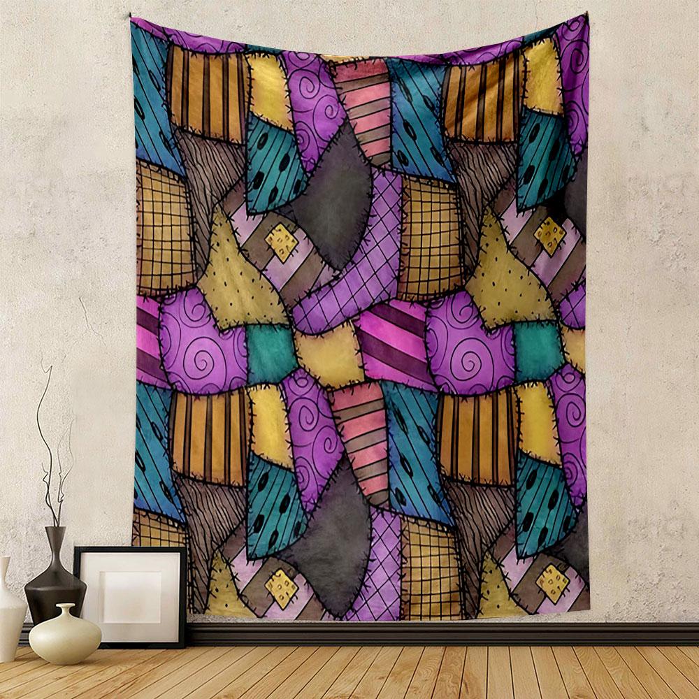 Colorful Patchwork Quilt Pattern Patterned Tapestry Decorative Wall Hanging, Home Bedroom Living Room Decor