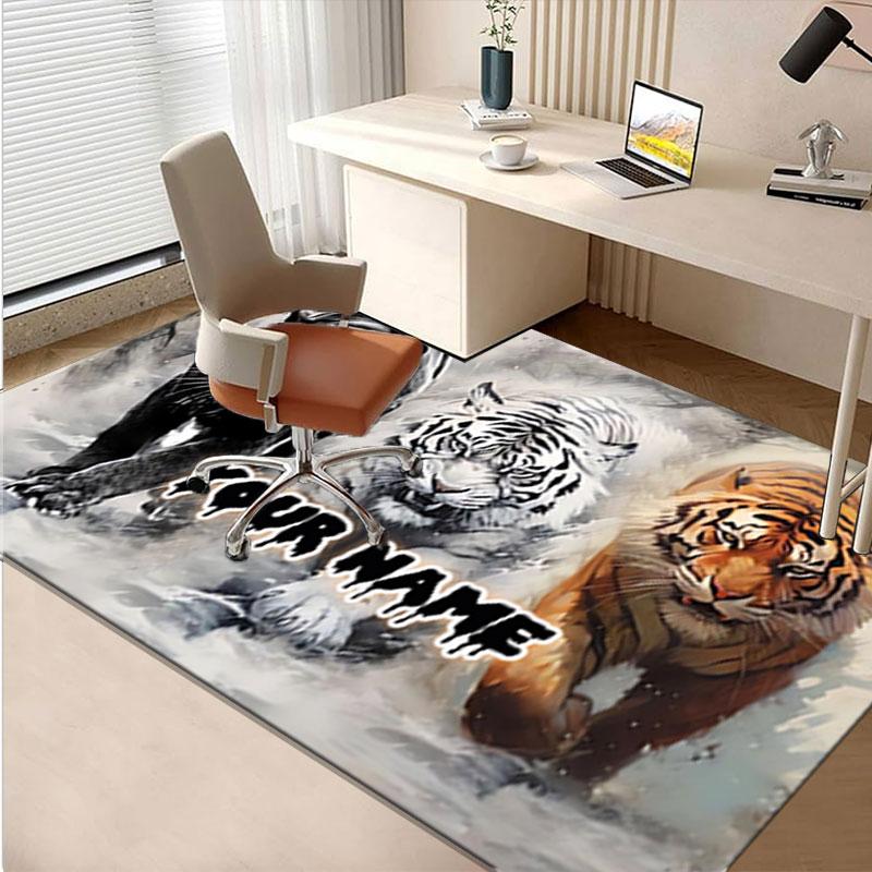 1PC Custom Name Panther, White Tiger, Orange Tiger Theme Floor Mat Ideal for Living Room, Game Rooms, Office, Bedroom,Floor Mat Playful Design