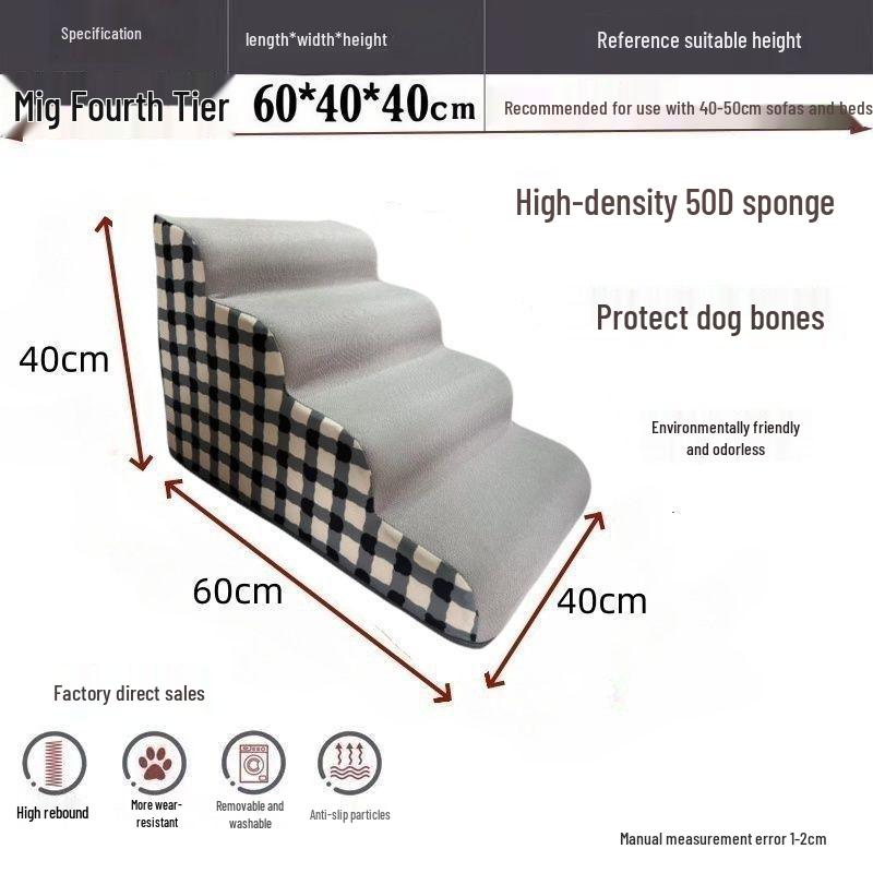 Pet Climbing Ladder: Removable, Washable Dog Bed Stairs for Teddy