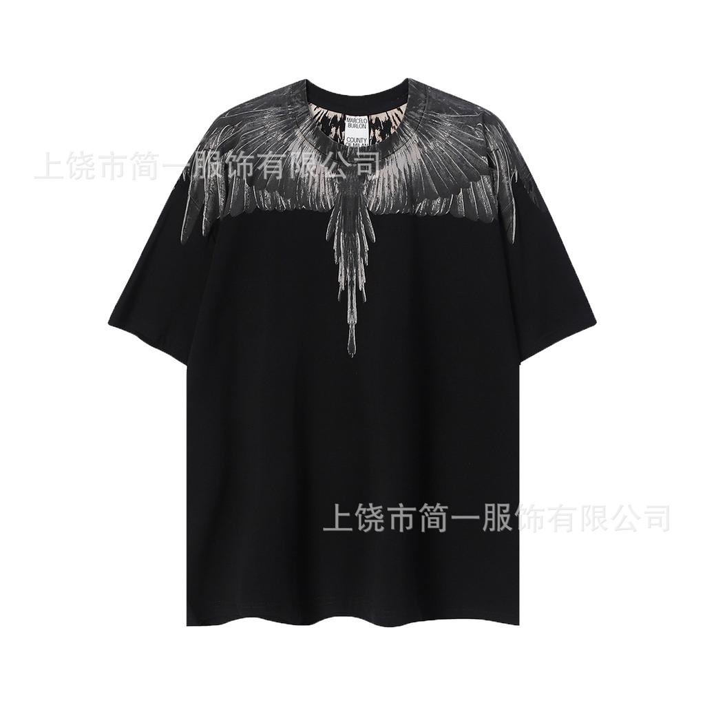 Summer Men's and Women's Same Fashion Trend T-shirt Personalized Trend Wing Printing Comfortable and Simple