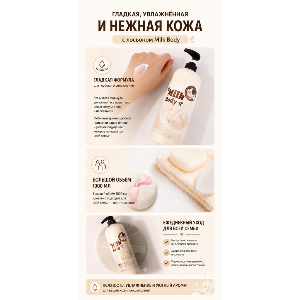 FoodaHolic Milch Körperlotion 1000ml / 33.81 fl.oz