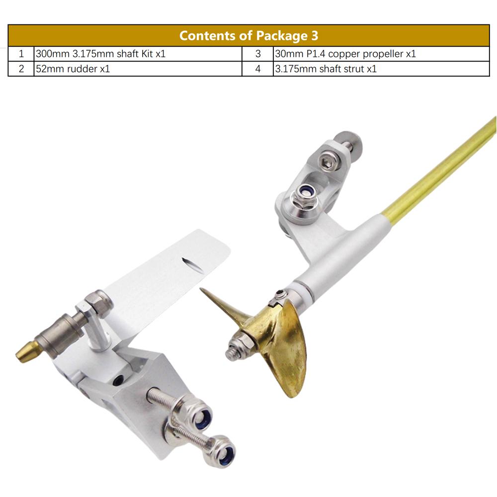 RC Boat Accessories 3.175mm 1/8" flexible Shaft Strut 2835 Motor 40A ESC Rudder Propeller Kit for Small RC Boat Speed MONO CAT