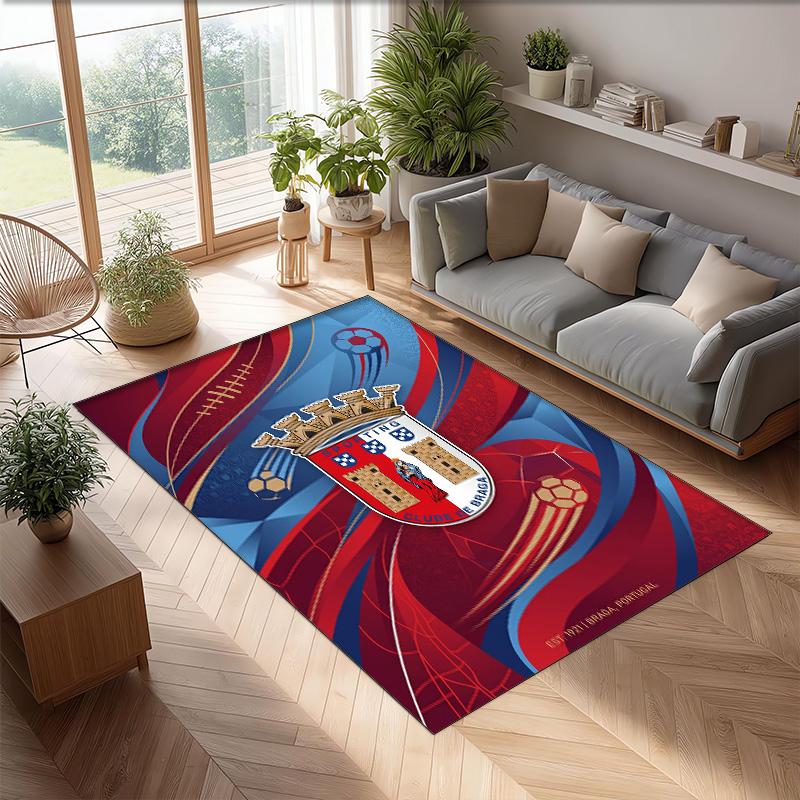 Braga FC Soccer Football Pattern Soft Area Rug Non Slip Indoor Floor Carpet Sports Decor Mat for Bedroom