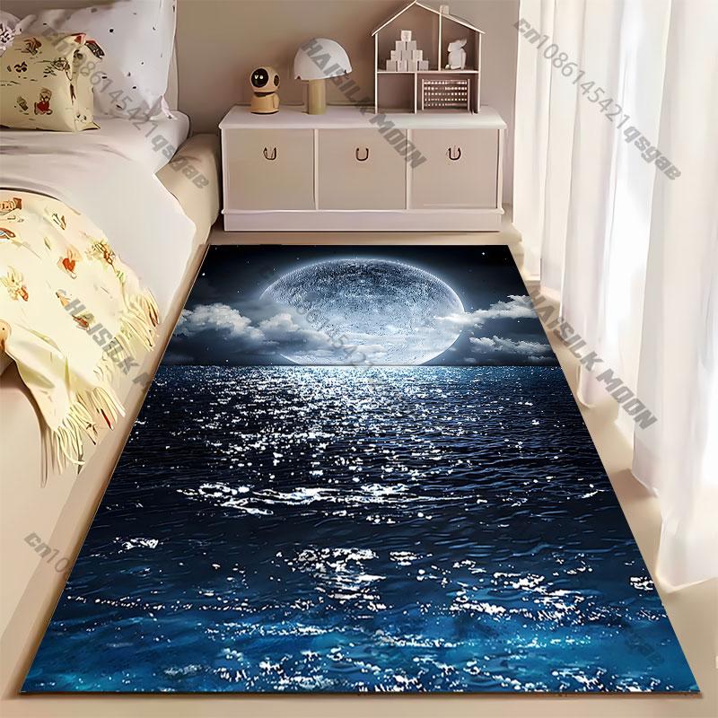 Moonlight over serene ocean carpet Yoga living room room decor children's crawling mat doormat area rug games mat