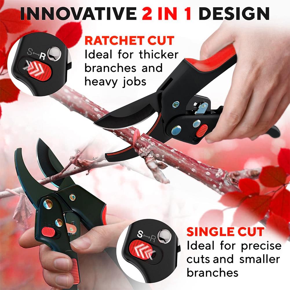 Premium Garden Clippers Gardening Tasks 3 Times Easier, Rachet Hand Ideal For Those With Arthritis Or Weak Hands, Cut Capacity S
