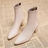 Pointed-toed Fashion Skinny Boots for Women To Wear Outside Autumn and Winter New Versatile Skinny Thick High-heeled Booties