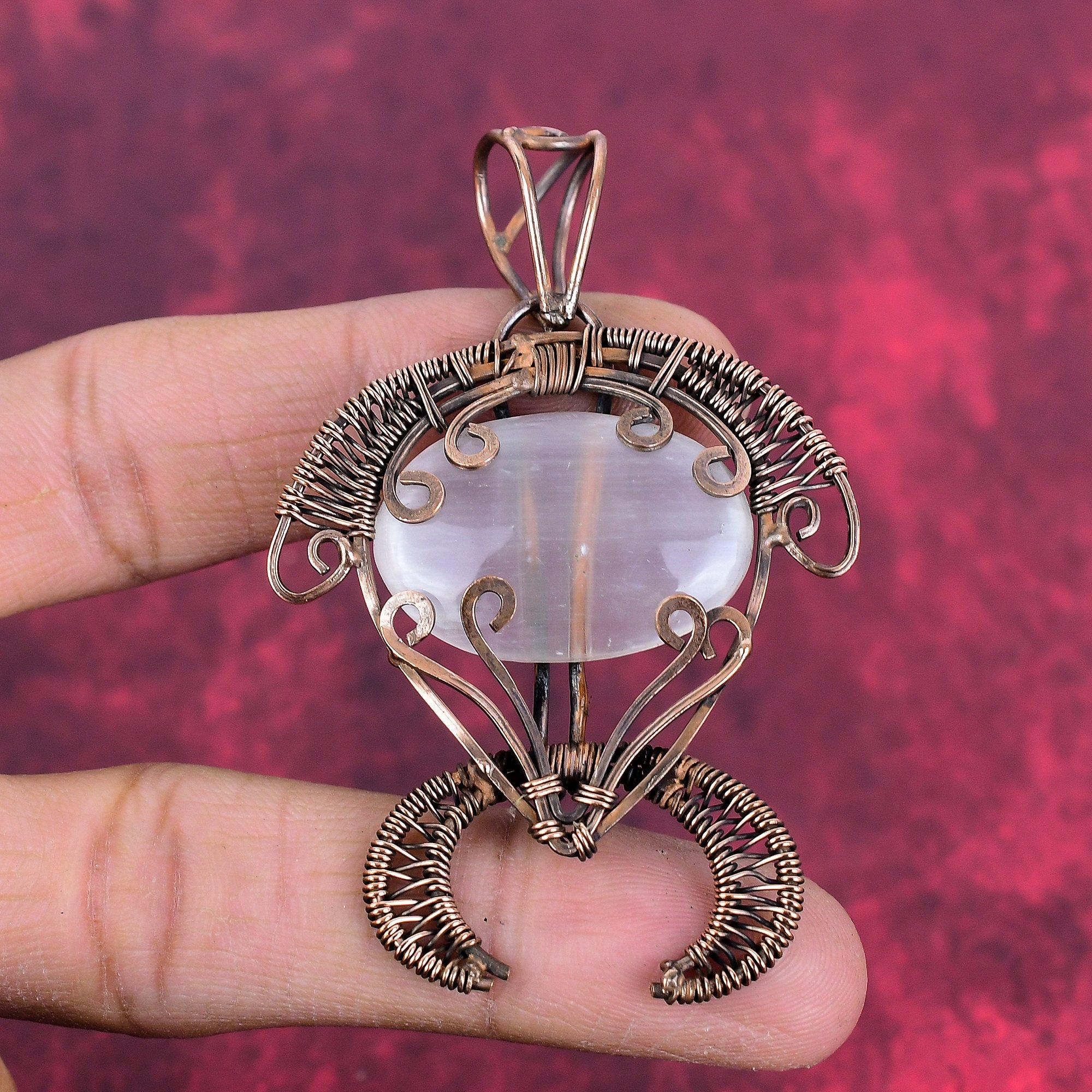 

Selenite pendant copper wire wrapped pendant tortoise gemstone pendant handmade copper jewelry gifts for her selenite jewelry dainty pendant