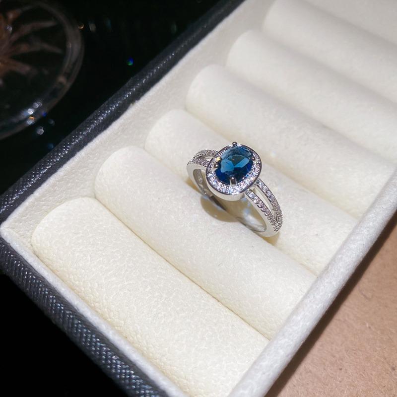 Super flash zircon square geometric oval open ring fashion versatile index finger ring light luxury high sense ring women