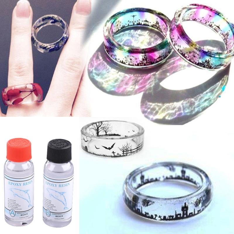 Epoxiharts Kristallklar Hård Typ Lim AB Kristalllim UV-härdande Harts för DIY Smyckestillverkning Hantverk 50ml