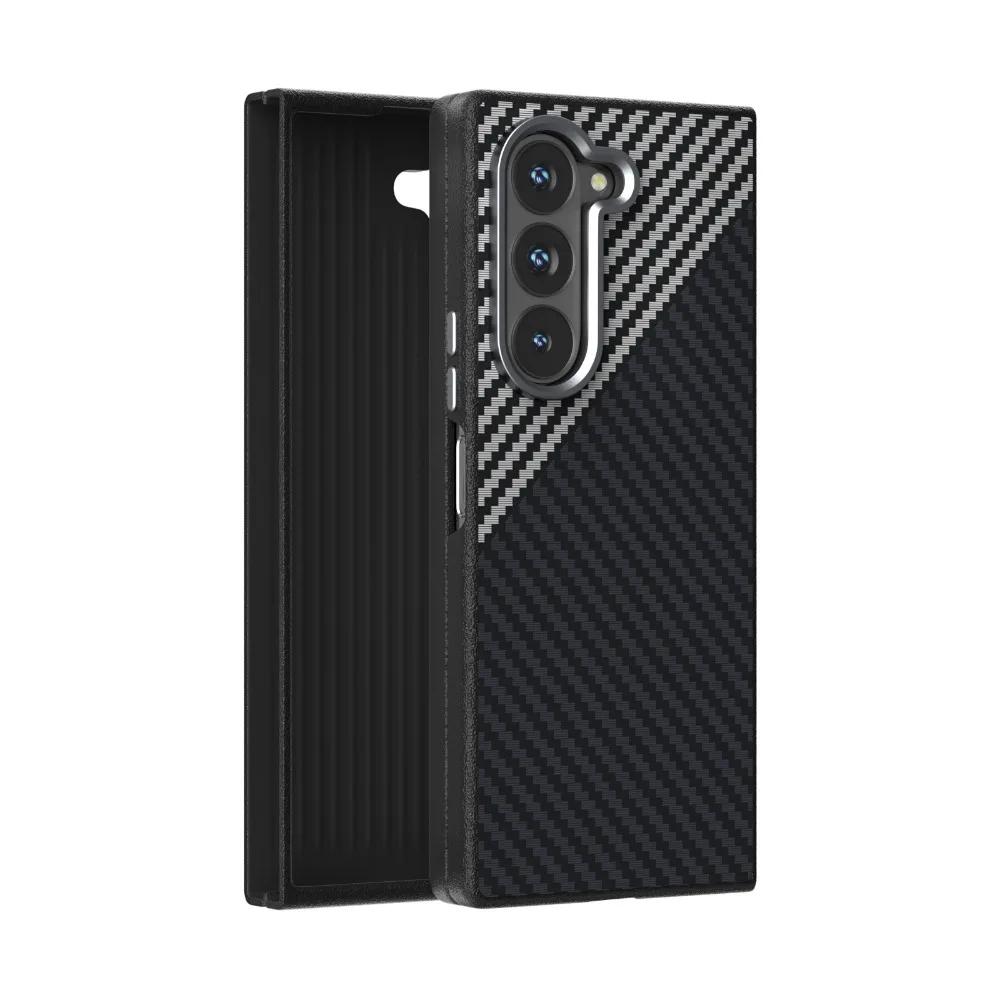 

Чехол из углеродного волокна и кожи с магнитным покрытием для телефона Samsung Galaxy Galaxy Z Fold 6 5 Fold6 Fold5 5G с жестким защитным чехлом For Samsung Galaxy Z Fold5