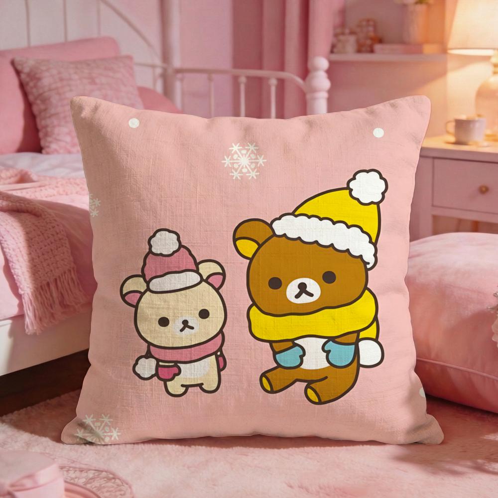 RRirakkumas Cute Bear Cushion Cover Premium Comfort Reversible Pillow Cove Two In One Design For Any Room Car Interior