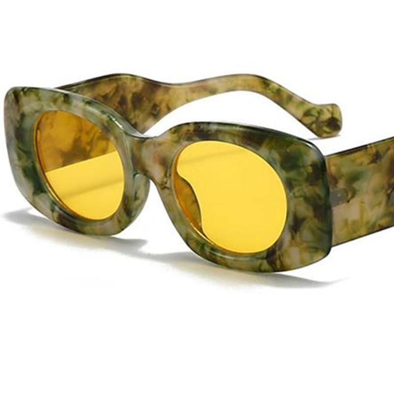 Fashion Sun Glasses Anti-UV Spectacle Square Google Personality Small Frame Ornamental Women Wide Temples Sunglasses