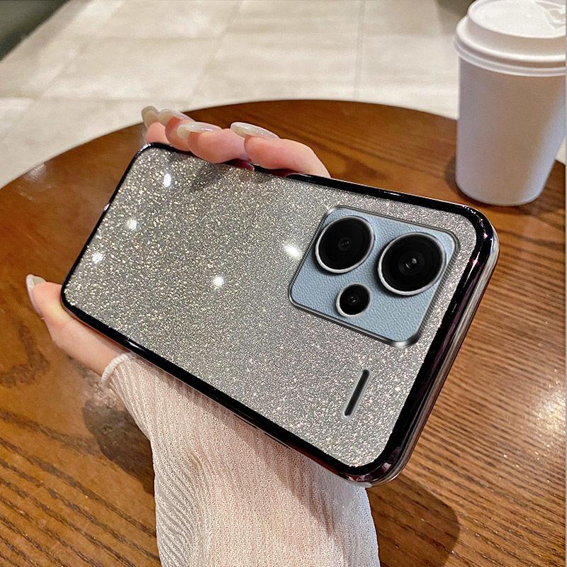 Für Xiaomi Redmi Note 13 Pro+ Hülle Redmi Note13 Pro Plus Handyhülle Glänzende Glitzerbeschichtung Silikon Kameraobjektiv Weiche Rückseite