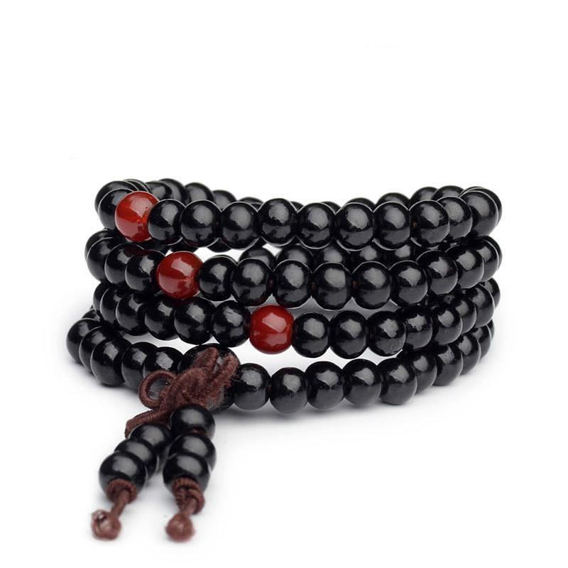 Chinese Amulet 6mm Natural Wood Buddhist 108 Bead Bracelets Buddha Bangles Meditation Prayer Unisex Men Women Vintage