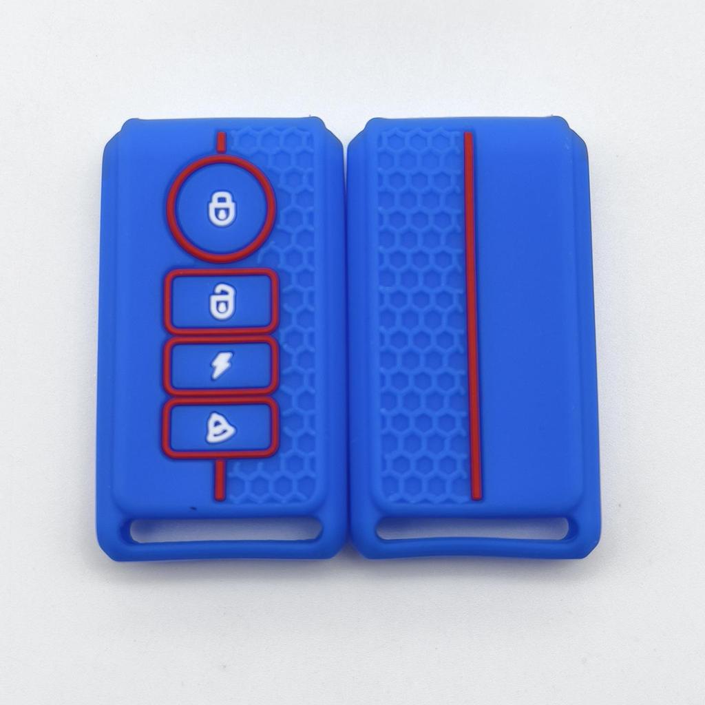 Electric Vehicle Key Cover: Soft Silicone 4-Button Anti-Theft Alarm Protector for Motorcycle.