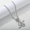 26 Flower Letter Necklace: Hip Hop Heart Pendant with Full Diamond Inlaid Tennis Chain for Women