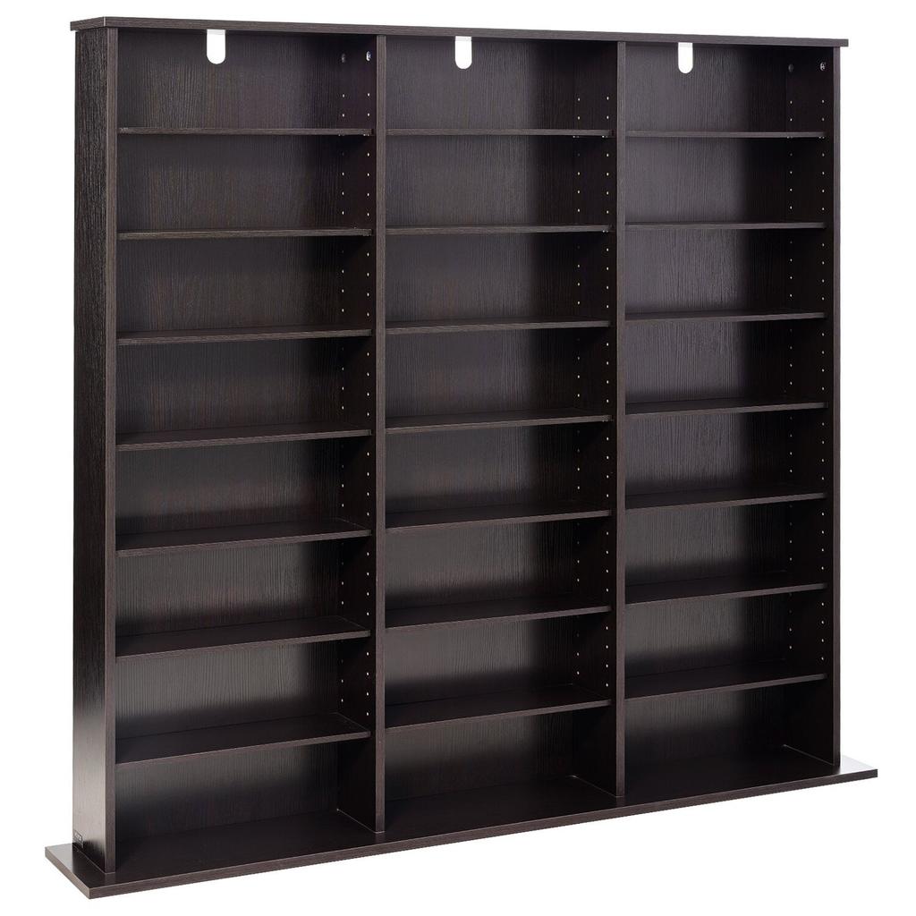 Media Storage Cabinet, 8-Tier DVD Shelf Organizer, 142 X 22 X 130 Cm Multimedia Storage Organizer for CDs, DVDs, Books & Games, CD Shelf for Living