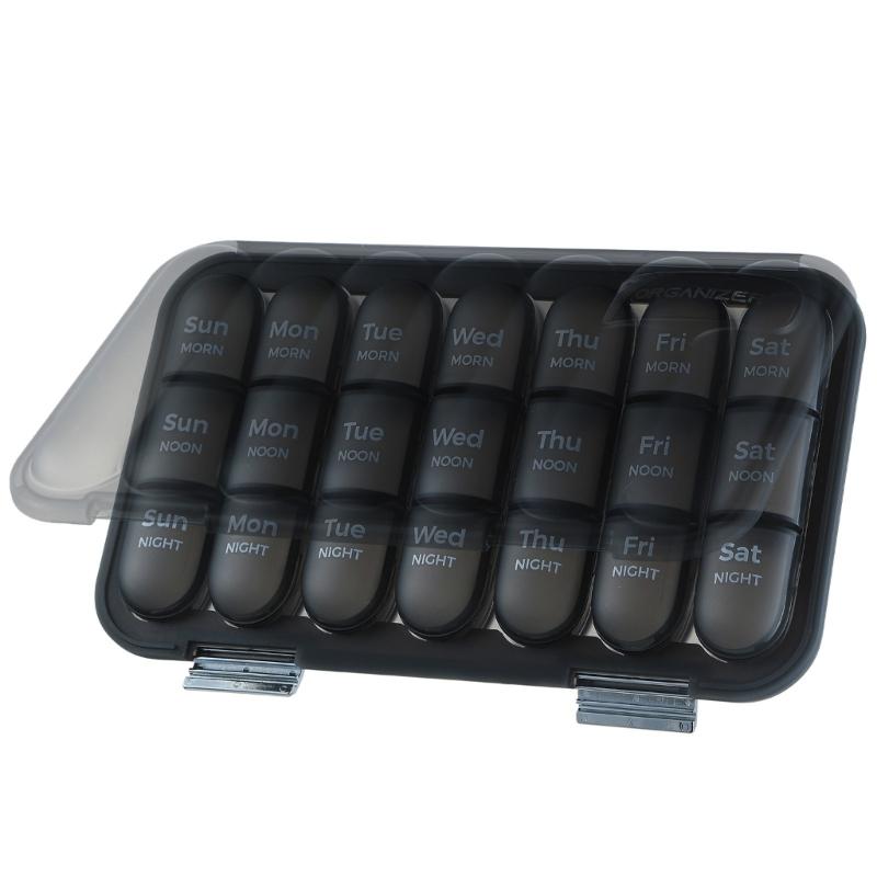 7 Day Travel Pills Case Leakproof Moistureproof Design Compact Medication Container With Daily Compartments