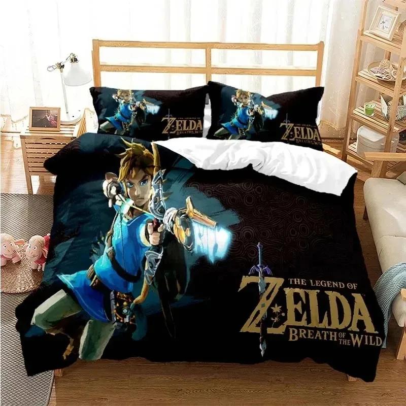 Cartoon Zeldas Series Bedding Set Duvet Cover Bed Set Quilt Cover Pillowcase Comforter King Queen Boys Adult Bedding Set