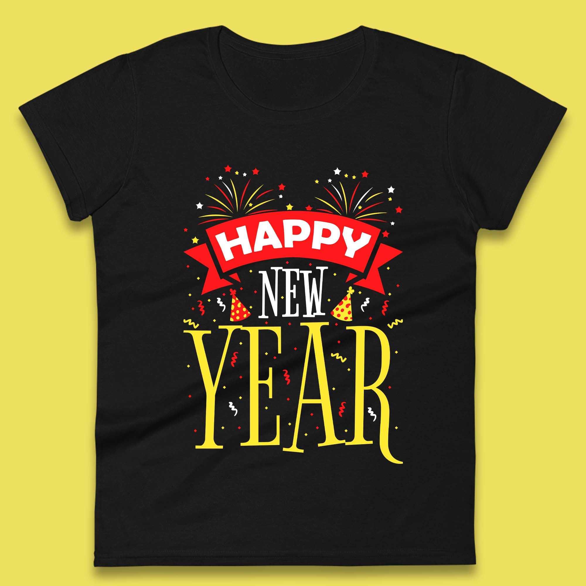 Happy New Year Celebrations Womens T-Shirt Mens Tops Tees Unisex 4XL