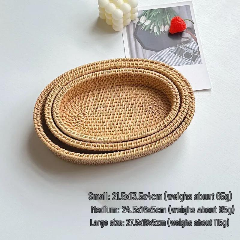 Youde Hand-Woven Natural Rattan & Bamboo Oval Storage Basket Set