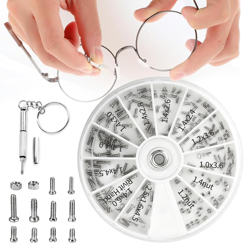 VEAGIA Eyeglass Screw Set 120pcs Repair Tool Sorting Kit for Glasses and Watch Repair