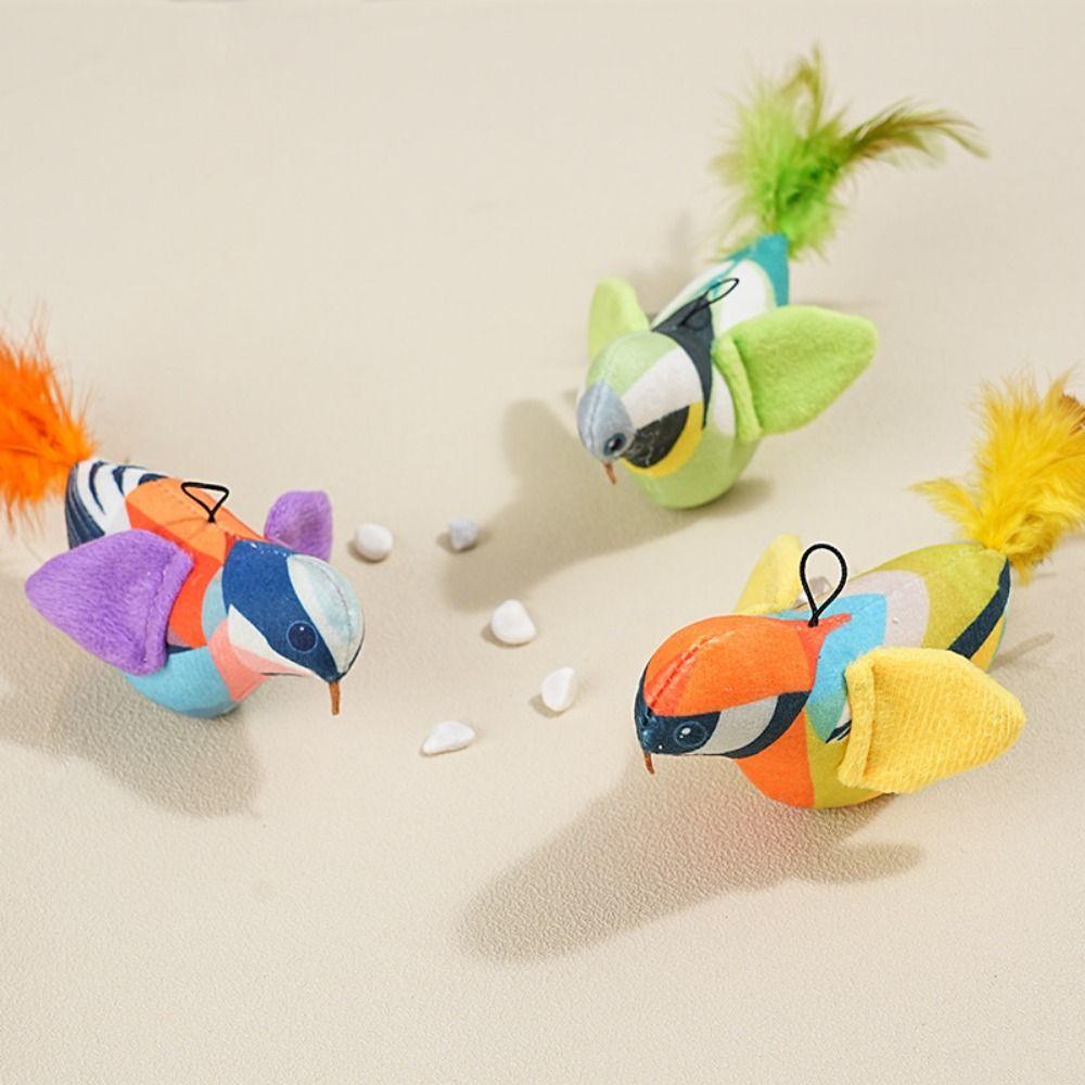 Plush Hanging Teasing Cat Bird Lifelike Cat Called Bird Toy Funny Cat Interactive Toys  Self Happy