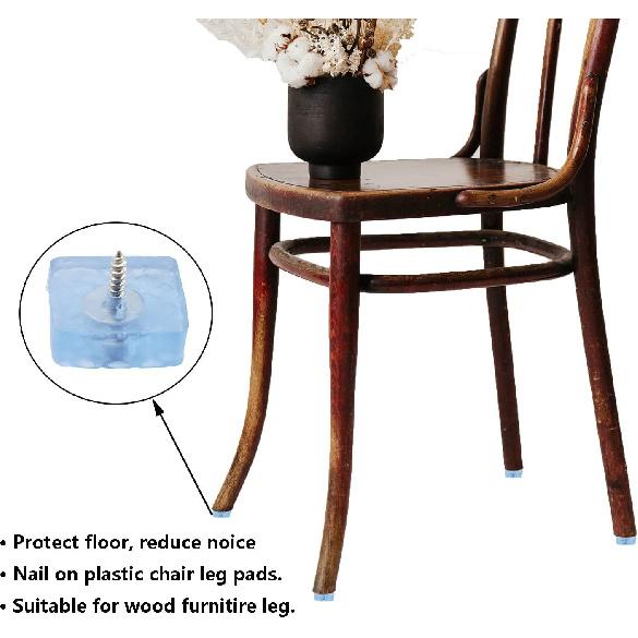 20PCS Screw On Furniture Pad,TTZEZE Furniture Sliders for Wooden,Heavy Duty Square Rubber Table Chair Leg Pads with Screws,Best Floor