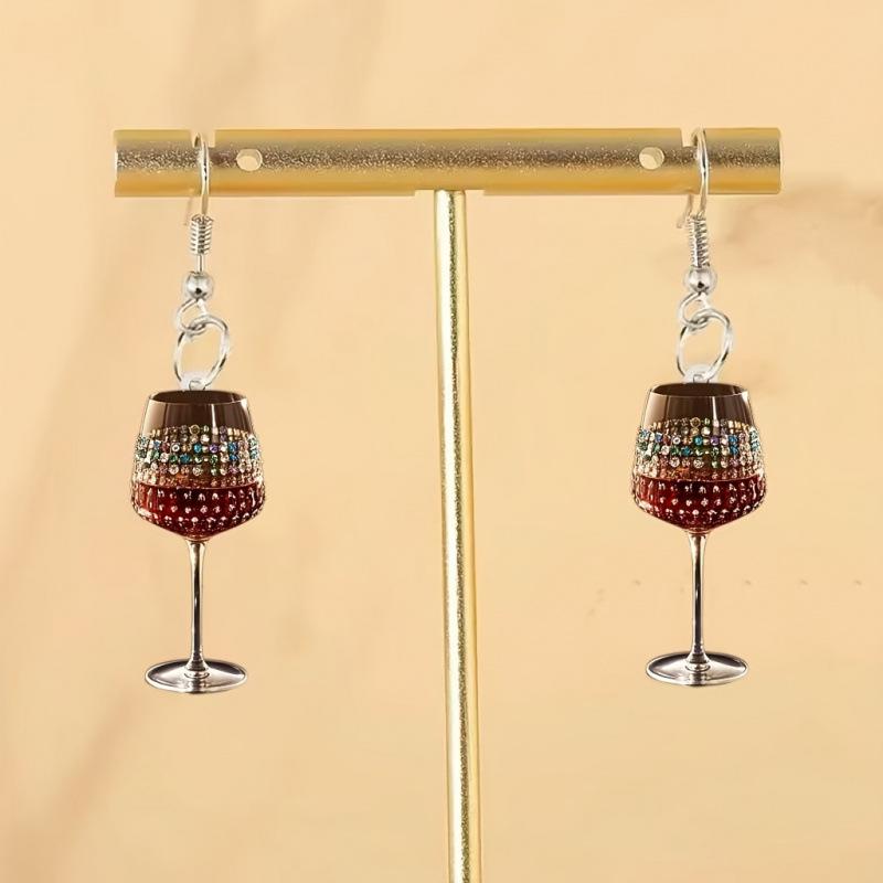 Festive Wine Glass Acrylic Earrings: Christmas & Valentine's Day Decorations