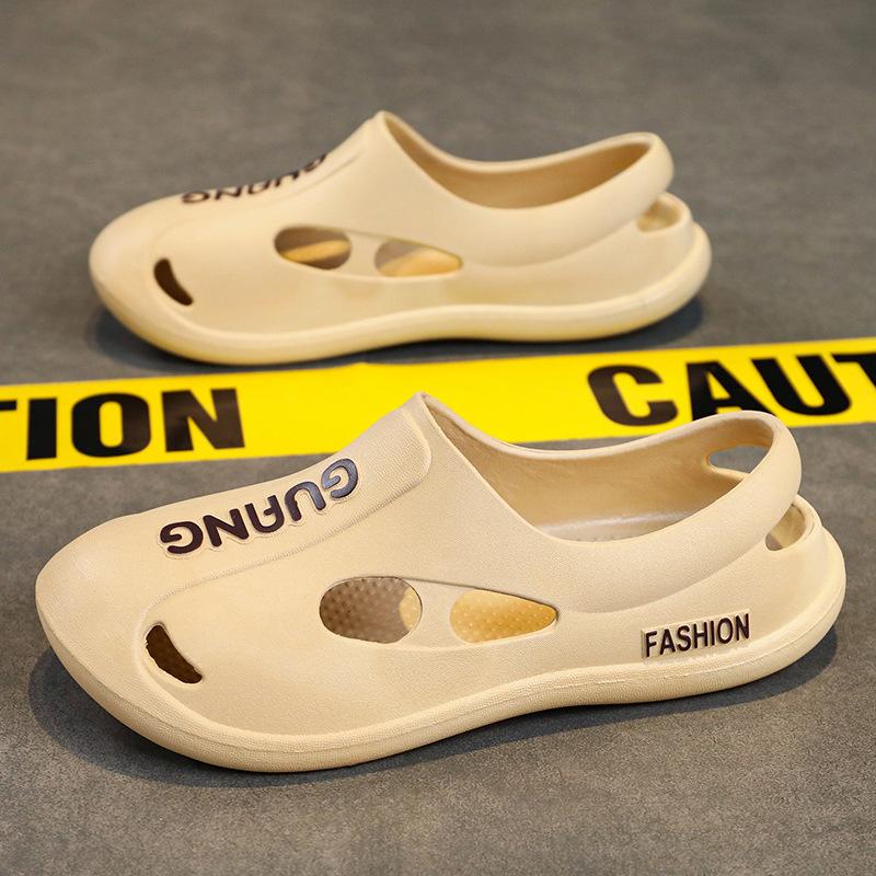 

2025 летние тонкие новые сандалии с отверстиями, удобные и дышащие, летняя обувь, нескользящие, два способа носки, пляжная обувь 39