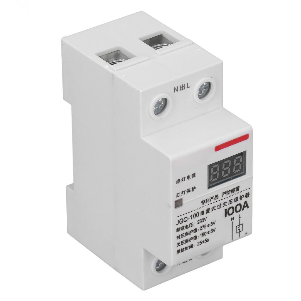 Over Under Voltage Protector 100A DIN Rail Self Resetting Voltage Protective Device with Square