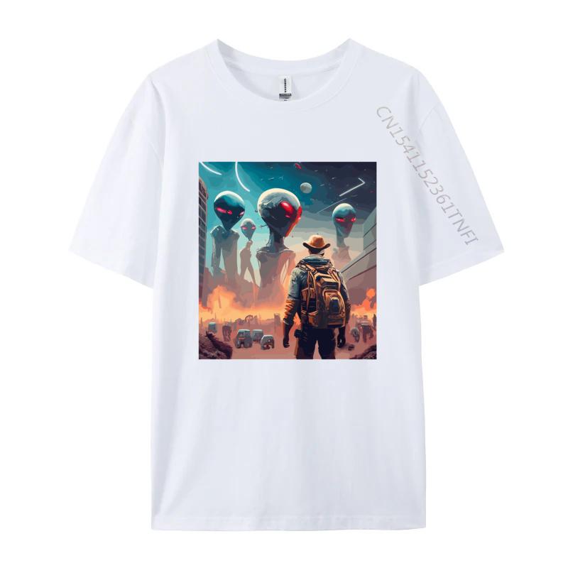 

Alien City TShirt Novelty style Tshirt Street Fashion Animation Print Tshirt Unique Tops Tees Fitted S