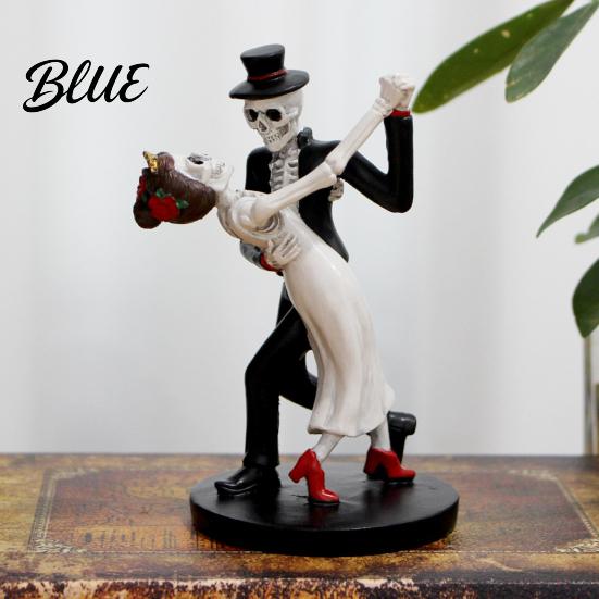Niche Commemorative Couple Figurine of Dead The Statue Day Dancing Skeleton Halloween Gothic Wedding Desktop Cake Topper for
