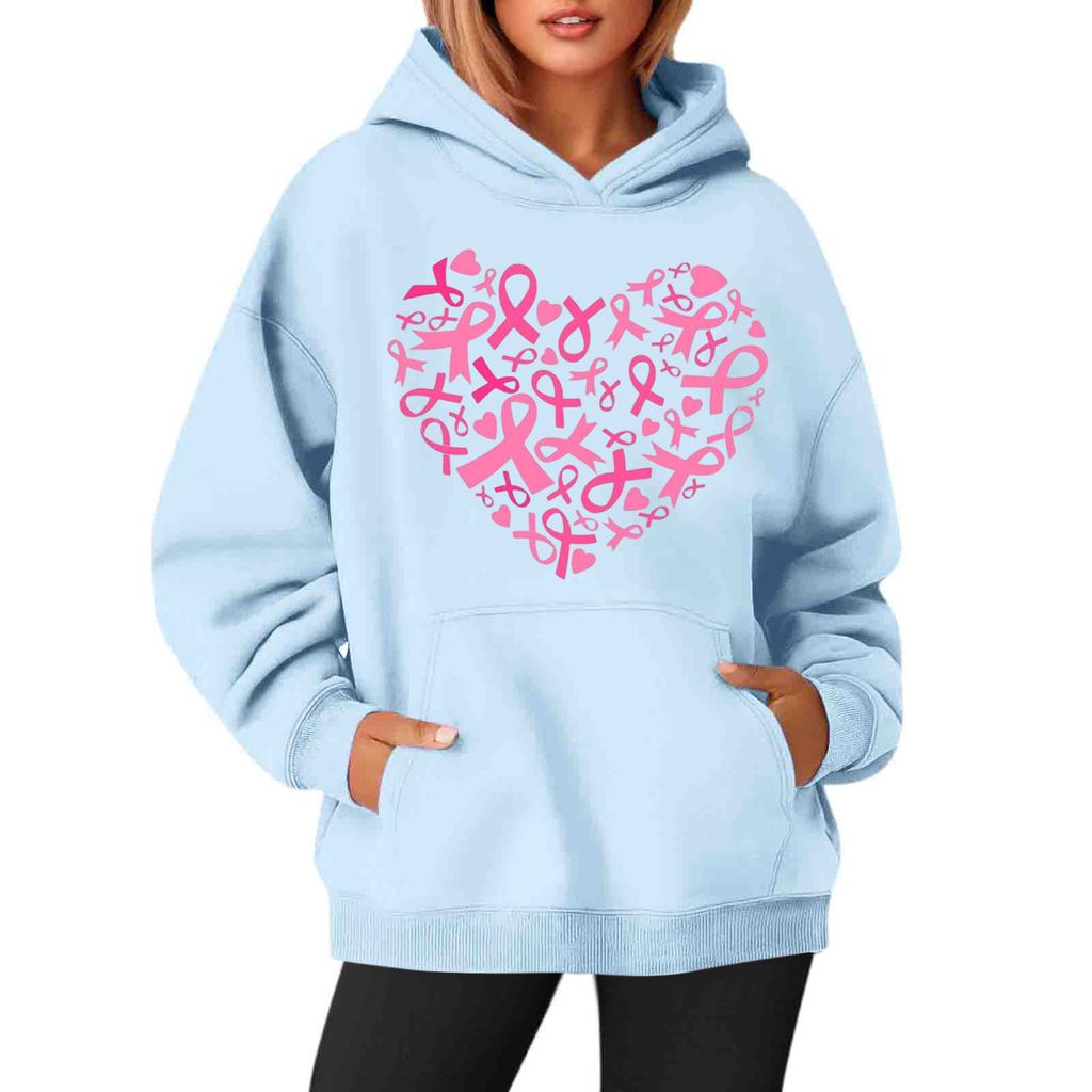 Women's Round-Neck Long-Sleeved Printed Top Hooded Sweatshirt