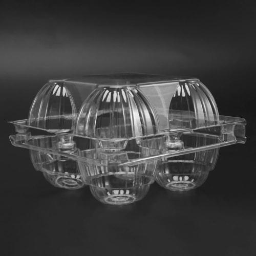 100pcs Plastic Egg Packs Bulk Clear Chicken Egg Tray Holder for Family Pasture Poultry Farm Business Market - 4 Grids