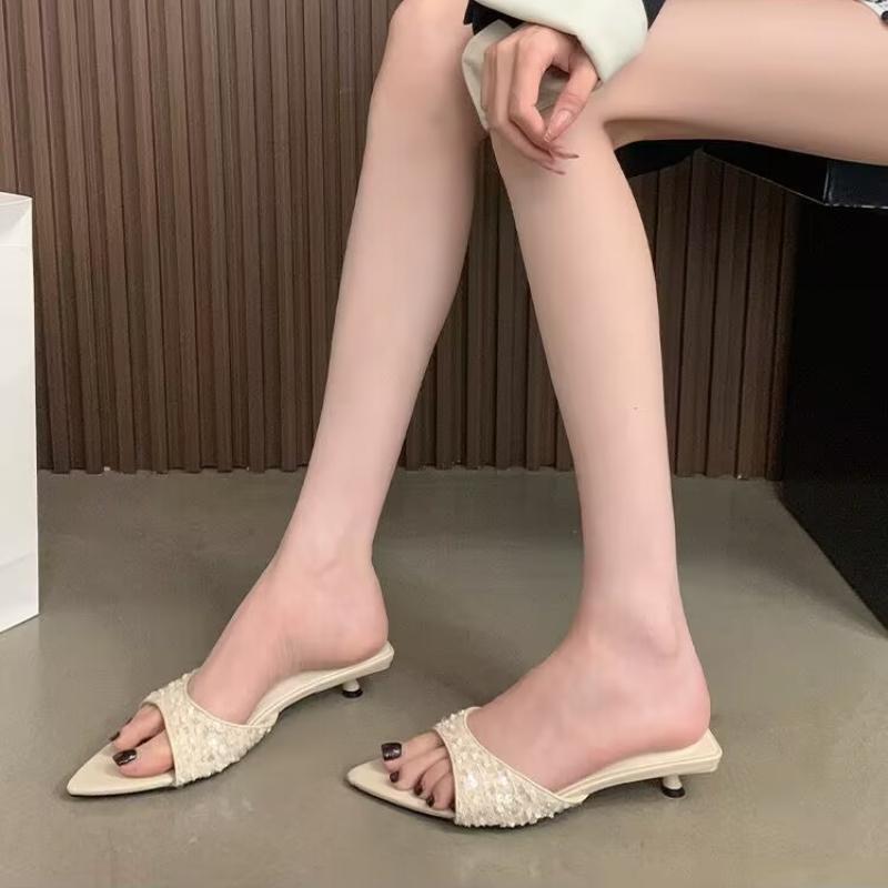 Fashion Summer New Woman Sandals Pointed Toe 2025 High Heels Shoes New Slippers Designer Slingback Party Dress Sexy Sandalias Pumps