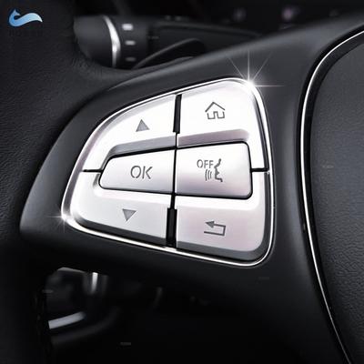 For Mercedes Benz A B C GLC CLA CLS GLE GLS GLK Class ABS Chrome Car Interior Mouldings Steering Wheel Button Covers Trim