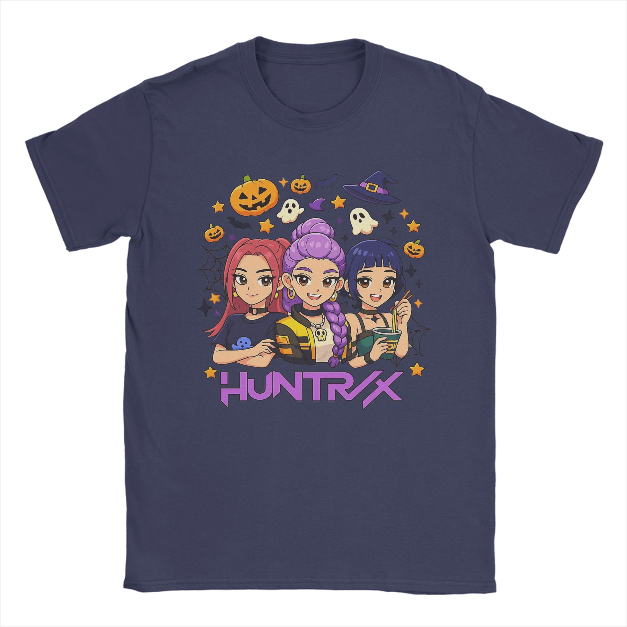 

Kpop Demon Hunters Spooky Huntrix Halloween Men T Shirts Casual Tees Short Sleeve Crew Neck T-Shirts Cotton Gift Idea Clothing 4XL