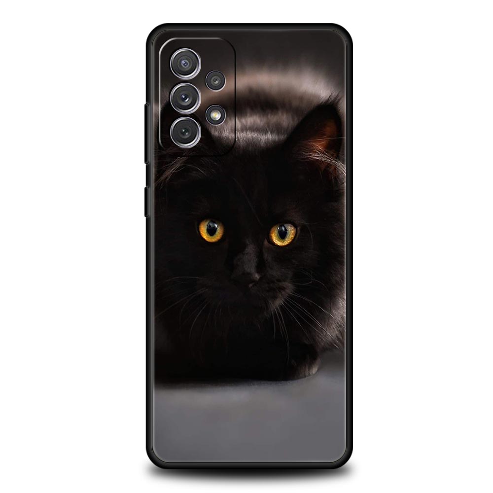 Black Cat Phone Case for Samsung A51 A71 A21S A12 A11 A15 A25 A31 A41 A23 A33 A53 A73 A03S A05S A13 5G A35 A55 Cover