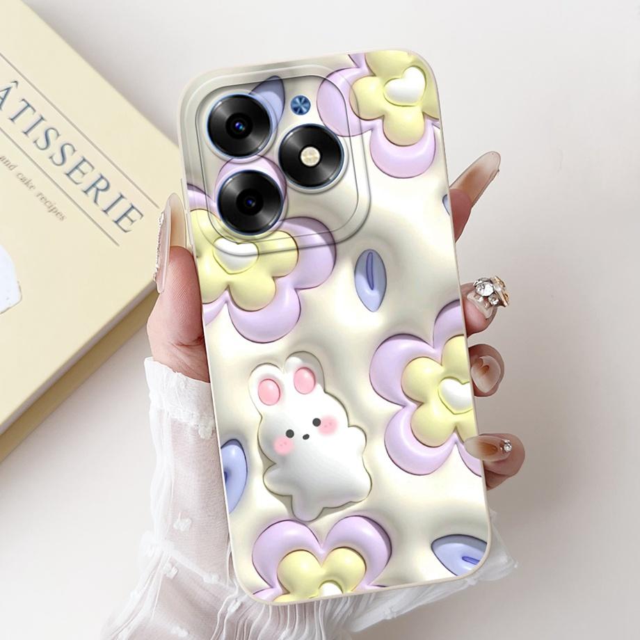 For Tecno Spark Go 2024 Case Tecno Spark 20c 20 Pop 8 Funda Aesthetic Cartoon Panda Rabbit Camera Protection Matte Soft Cover