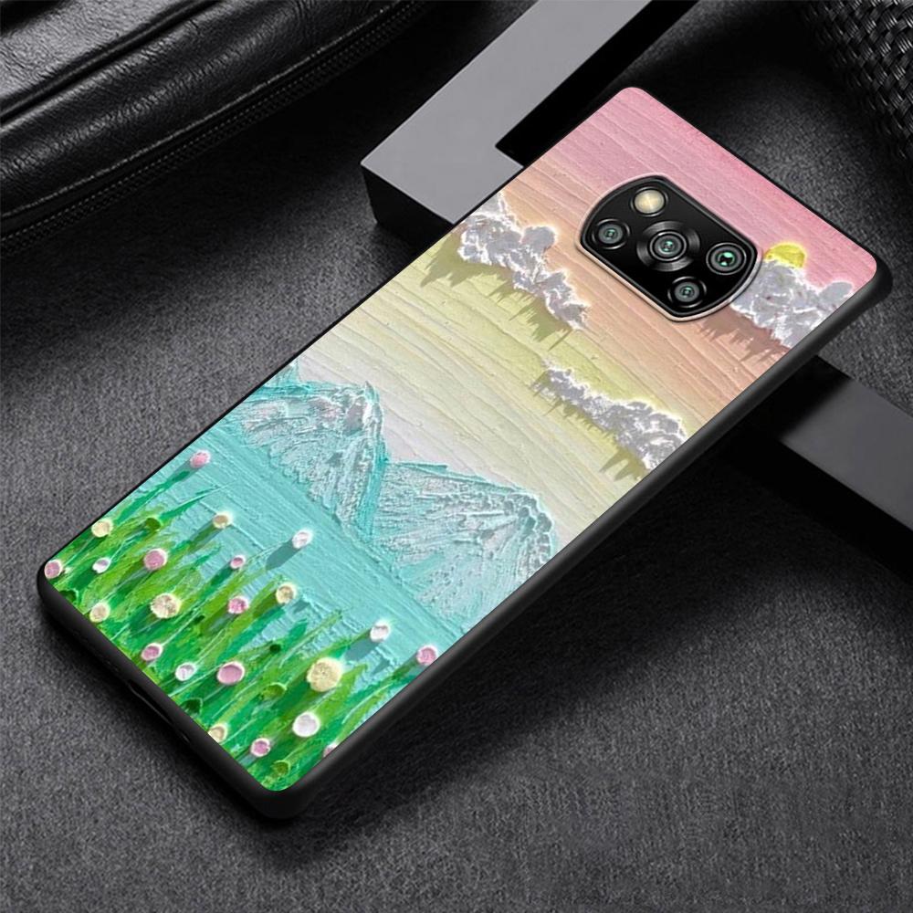 Art Retro Oil Painting Flowers Phone Case for Xiaomi Poco X3 NFC M3 X4 Pocophone F1 M4 Pro F3 GT Soft Silicone Black Cover Shell