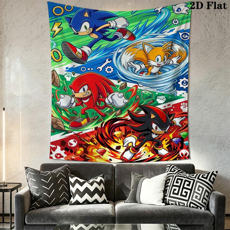 Hedgehog Sonic Valley Wall Hanging Printed Fabric Blanket Decorative Tapestries for Bedroom Living Room Home Decor