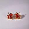 Elegant Red Crystal Maple Leaf Earrings Fashion Tassels Ear Ring Temperament Rhinestone Earwear Trendy Statement Pieces