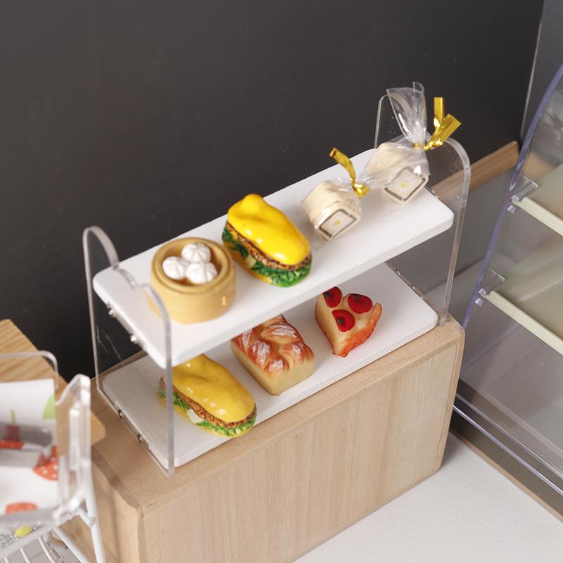 1:12 Dollhouse Miniature Storage Rack Food Display Stand Mini Shelves Bookshelf Flower Racks Cake Bread Storage Shelf Model Toy