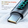 Ultra-Super Fast Charge Cable-6A 120W USB A To Type C Nylon Data Cord with Led Digital Display Cable